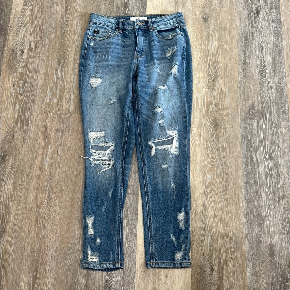 KanCan Ripped Blue Boyfriend Jeans - Picture 2 of 5